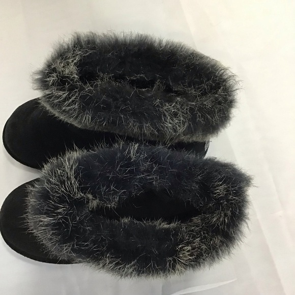 BEARPAW Tigris Winter Boots Size 8 Black Suede Faux Fur Snow Boot Wool Lined - Picture 5 of 11